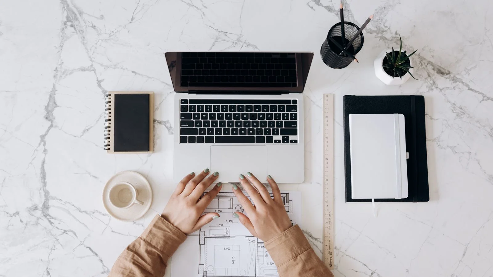 Copywriter drafting website copy