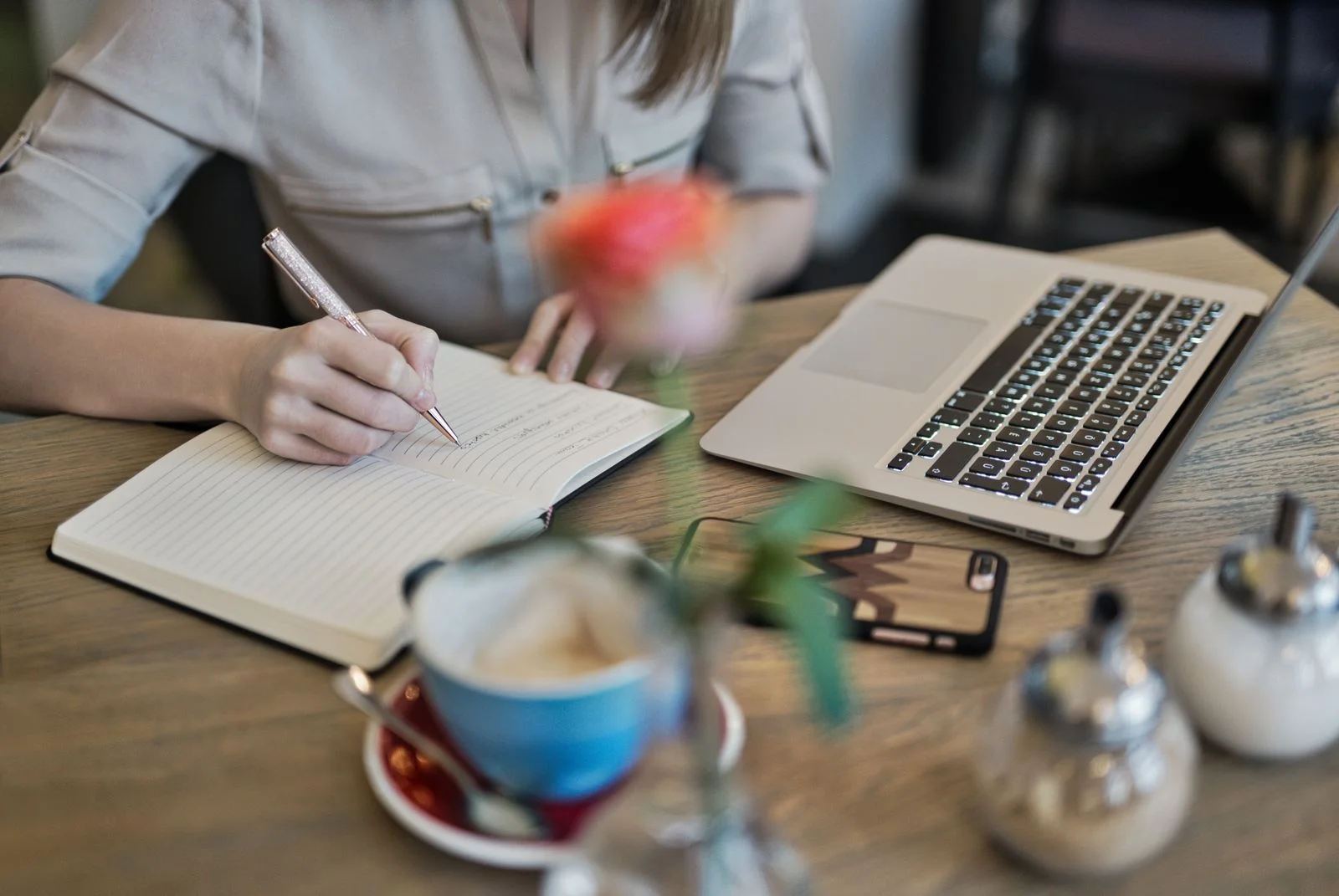 Content writer working on a blog article